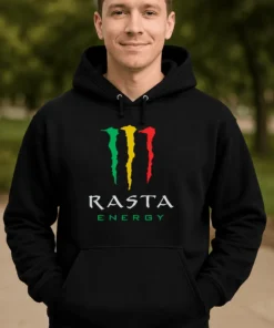 Sweater med print 111 RASTA ENERGY i farverigt rasta-design
